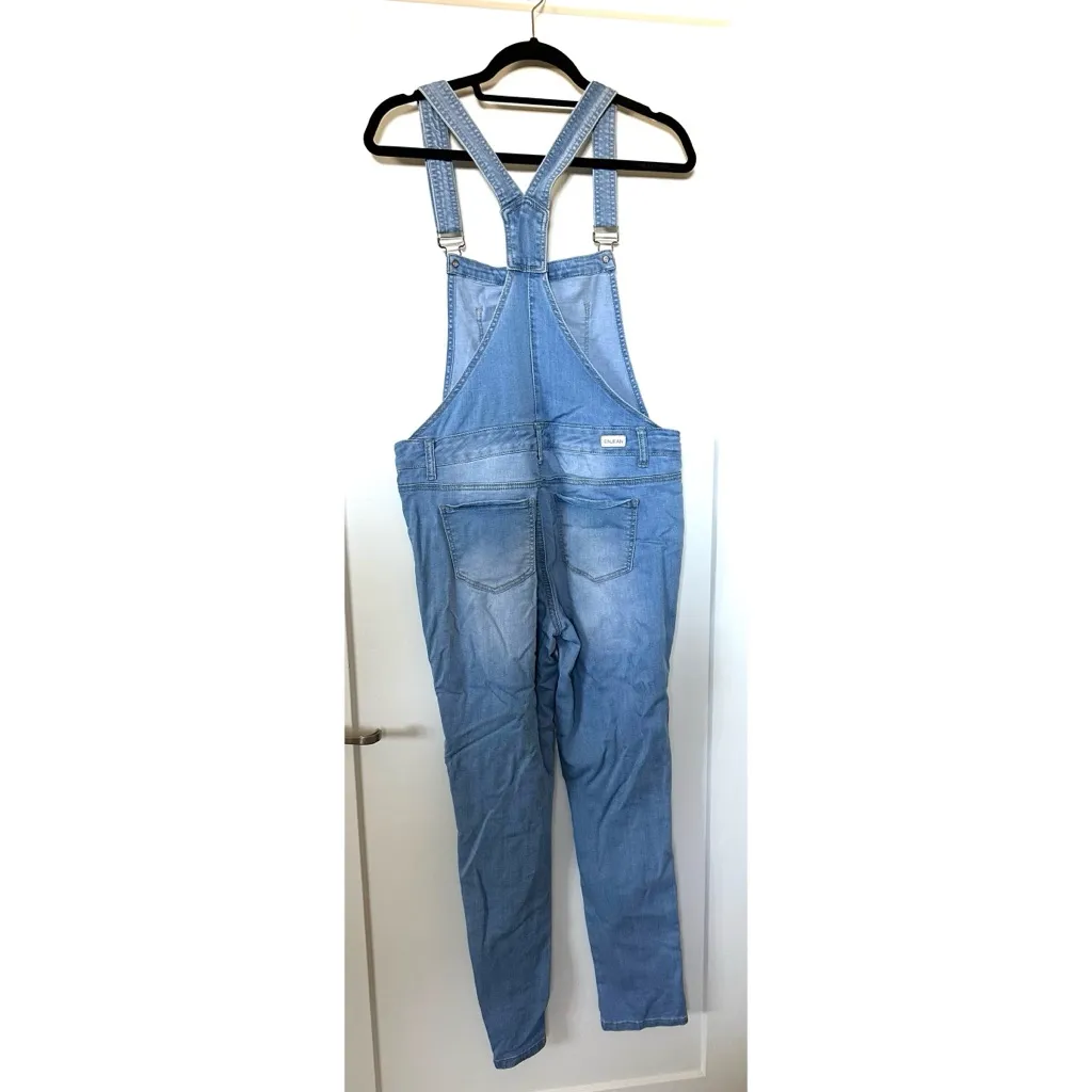 Skinny Slim Fitted Denim Overall Pants Blue Size undefined - Image 7