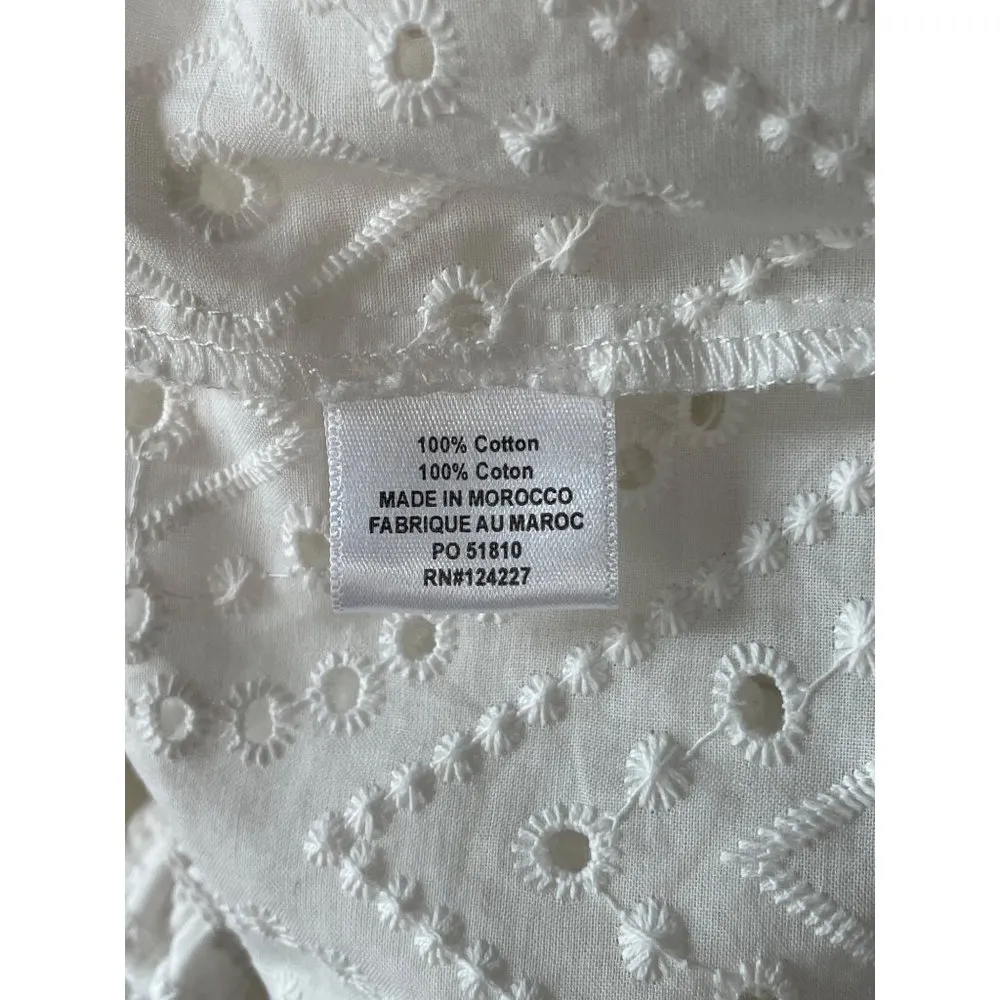 MISA Los Angeles Sera Off The Shoulder Scalloped Eyelet Top White Womens Size M - Image 12