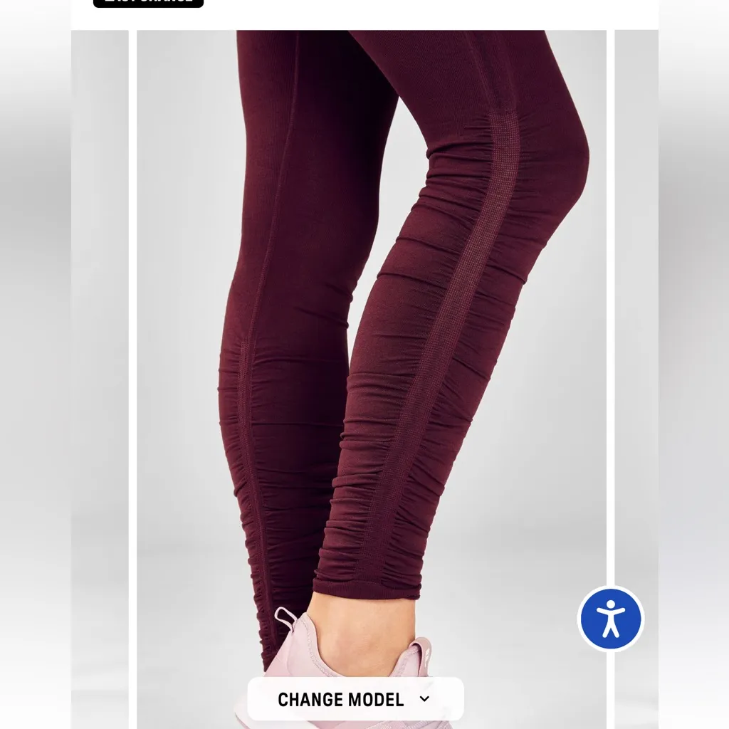 FABLETICS High-Waisted Seamless Ruched Legging Size Medium burgundy - Image 3