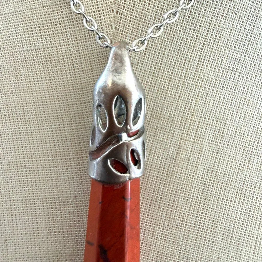 Red Jasper Faceted Point Necklace - Image 5