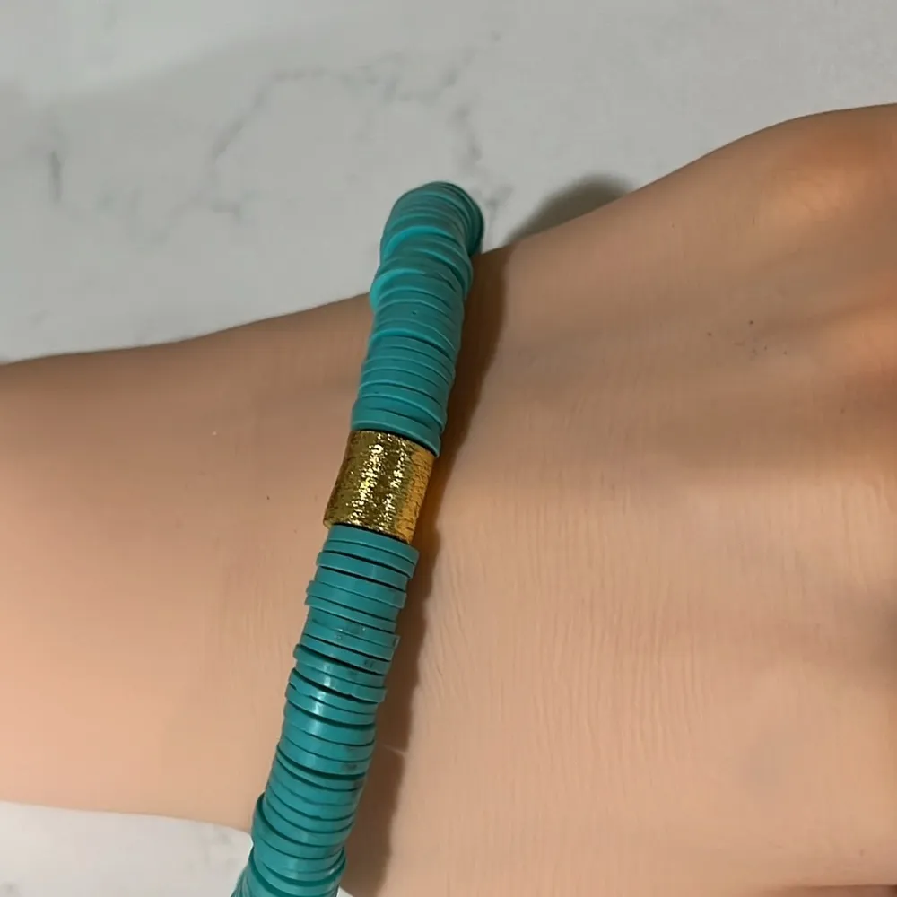 Cute Handmade Teal Elastic Bracelet - Image 6