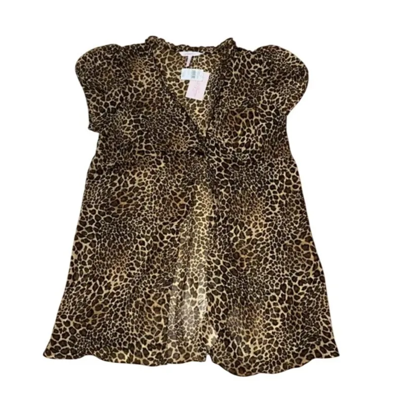Belle Nuit Leopard Print Cover Up Dress Sheer Lightweight Plus Size 3X‎ Brown - Image 5