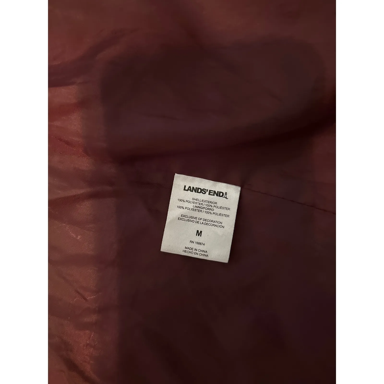 Lands End Burgundy Waterproof Hooded Anorak Jacket Women's Medium - Image 9