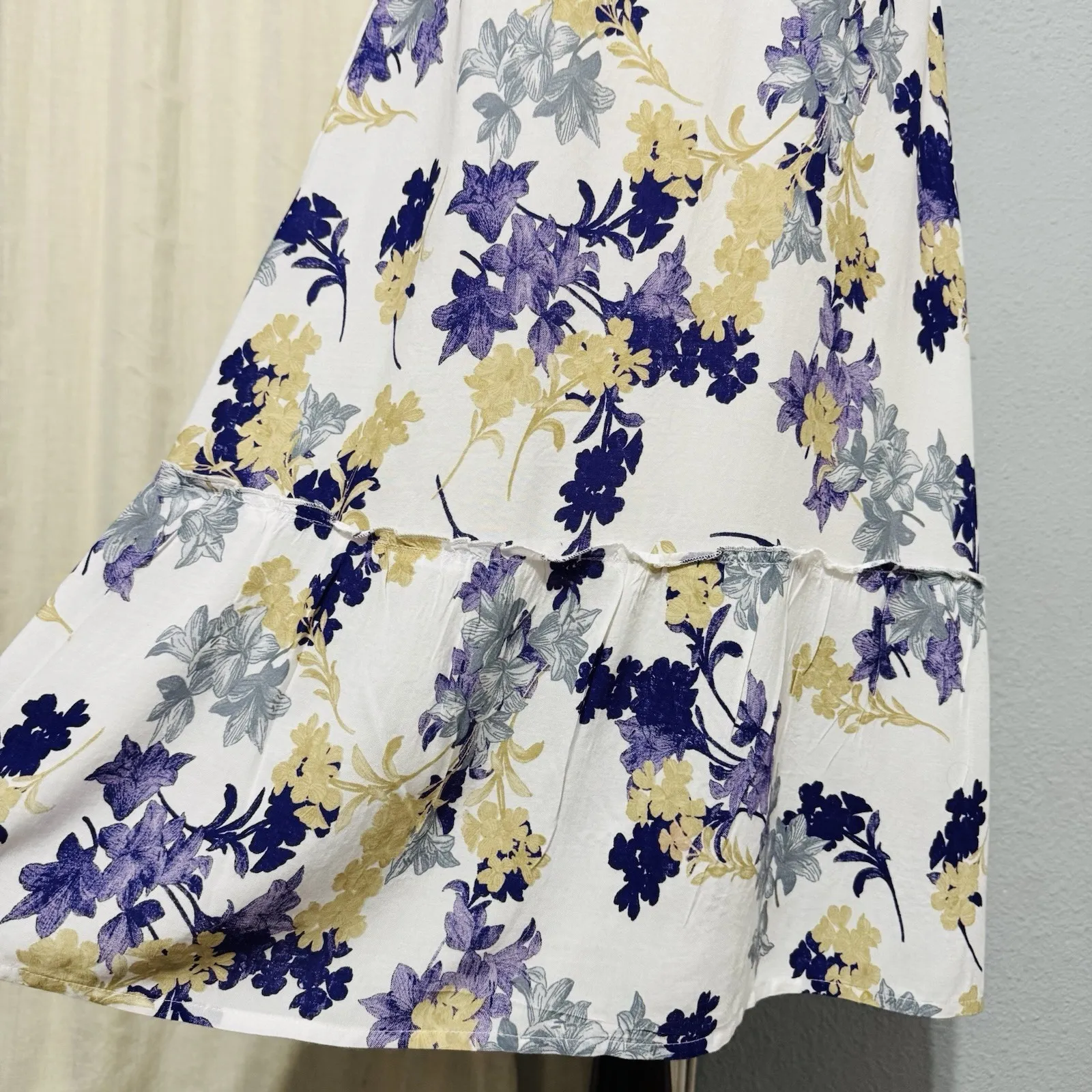 Vintage Millenium Women Halter Mini Sleeveless Sundress Purple Floral Back Tie L Size L - Image 5