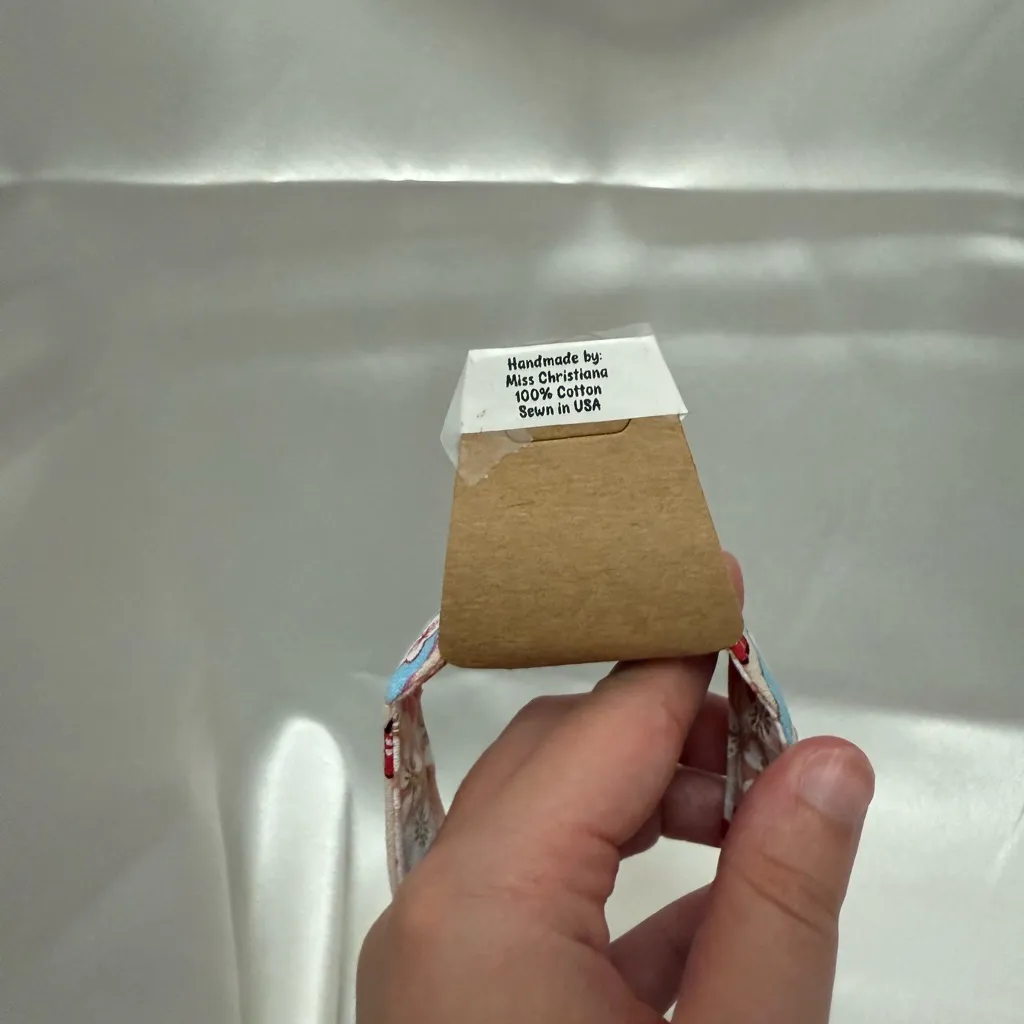 Handmade Shiba Inu and Cherry Blossom Floral Wristlet Keychain with Red Pompom - Image 3