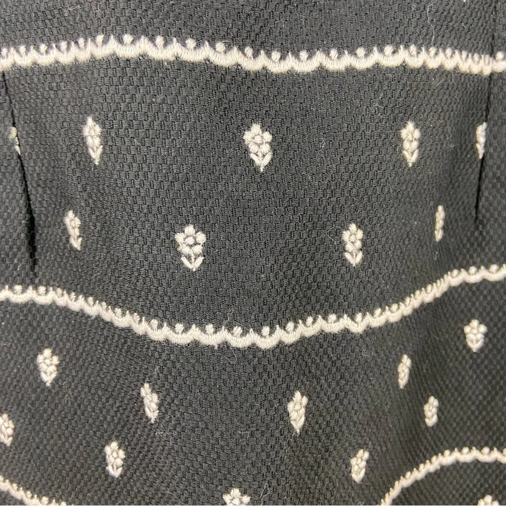 CMV Carmen Marc Valvo Black and White Embroidered Floral Print Dress Size 10 - Image 92
