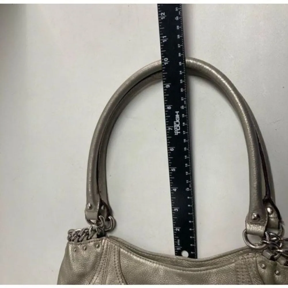 TIGNANELLO Women’s Double Strap Metallic Pebble Leather Handbag 8.5X4.5X… Silver - Image 5