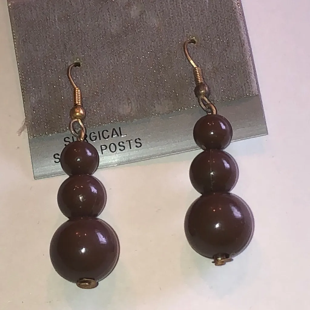 Impressions Brown and Gold Tone Beaded  Boho Earrings - Image 2