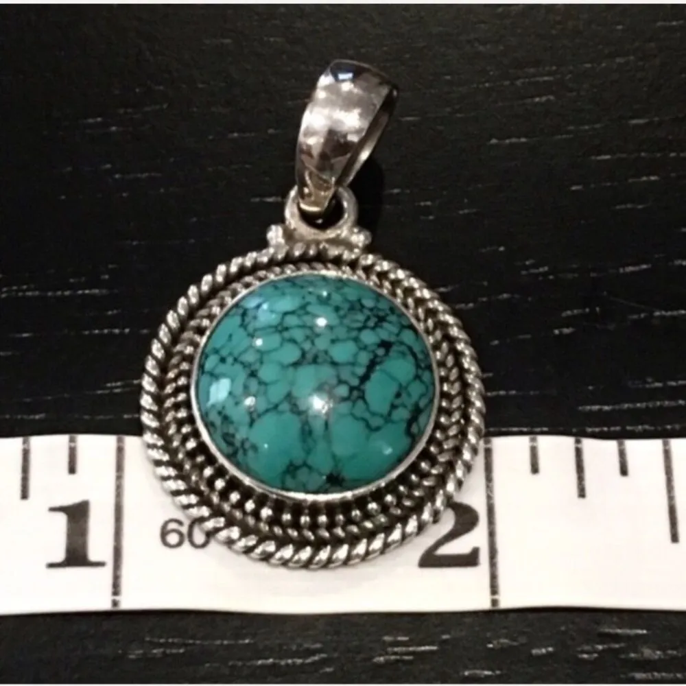 BARSE Turquoise  Link Necklace With Rope Accent Around Pendant - Image 11