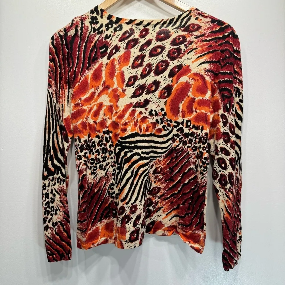 LouLou Mixed Animal Leopard Print 100% Cotton Long Sleeve Mobwife Sweater Large - Image 4