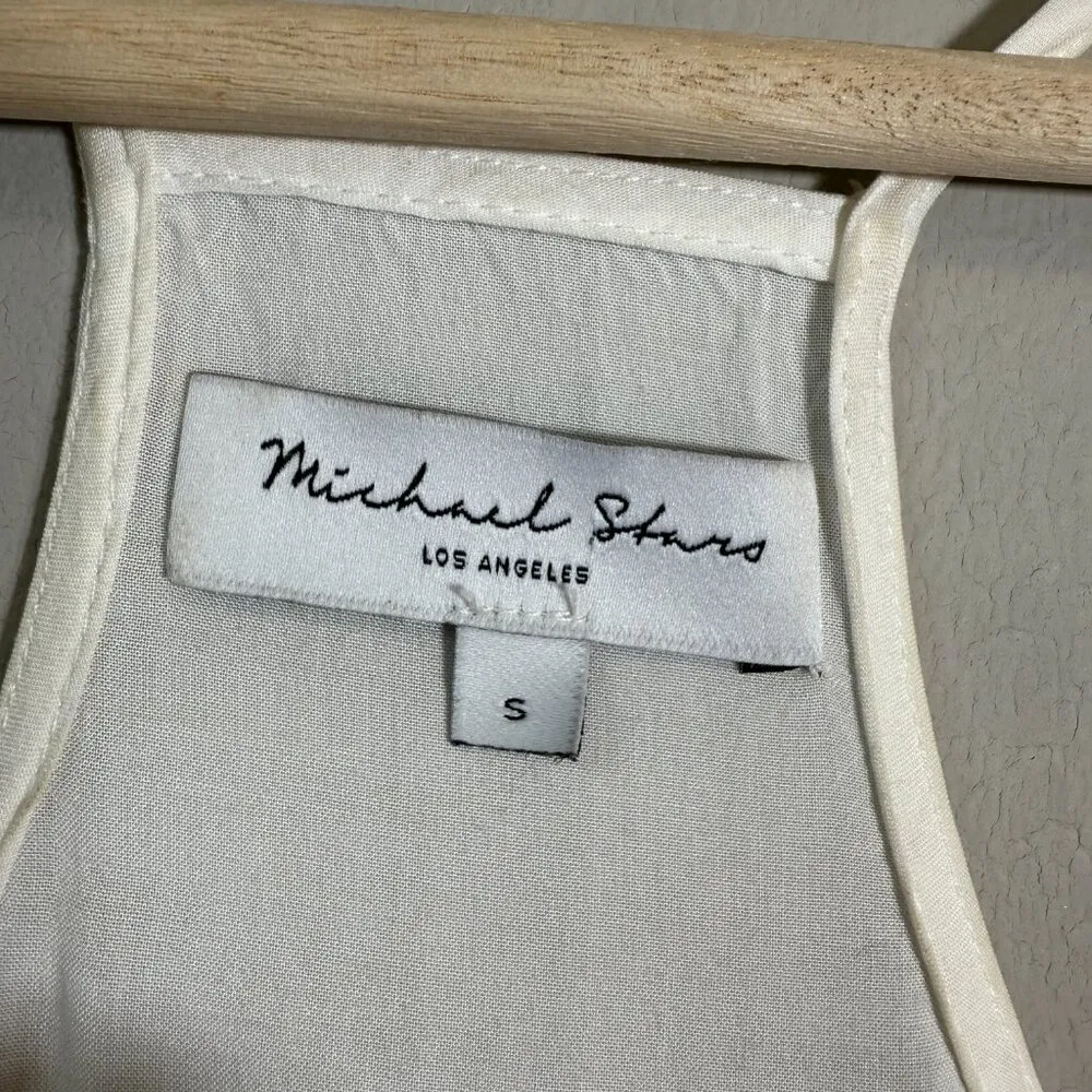 Michael Stars Tie Dye Babydoll Maxi Dress Womens Small Chalk Confetti White Cami - Image 9