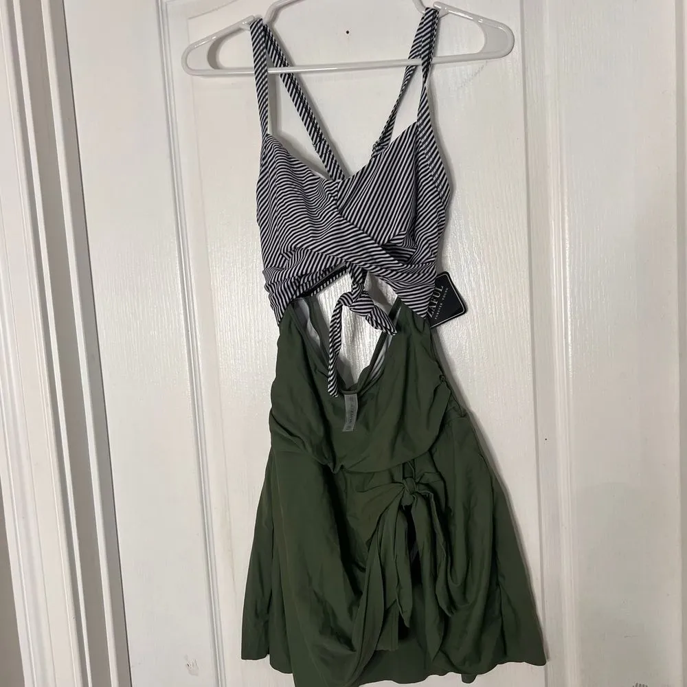 Zaful Striped Top Green Skirt Combo Dress Summer‎ Beach Vacation Outfit M NWT - Image 6