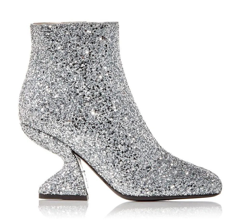 Salvatore Ferragamo Glitter High Heel Booties in Silver Size 10 New in Box $1295 - Image 2