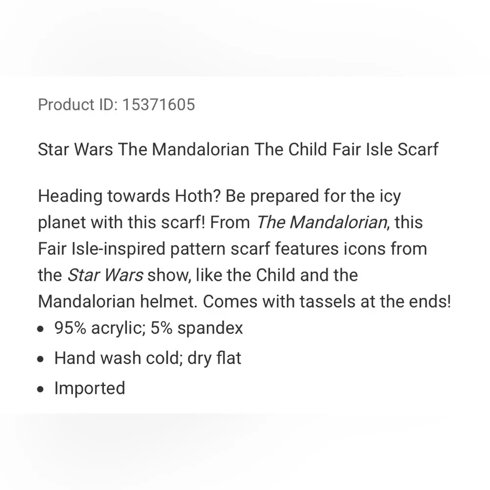 Hot Topic Star Wars The Child Mandalorian Yoda Fair Isle Knit Scarf Black new - Image 6