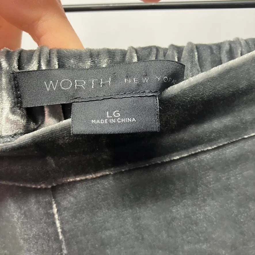 Worth New‎ York Wide Leg Velvet Pants Womens Large Rayon Silk Grey Silver Gray - Image 8