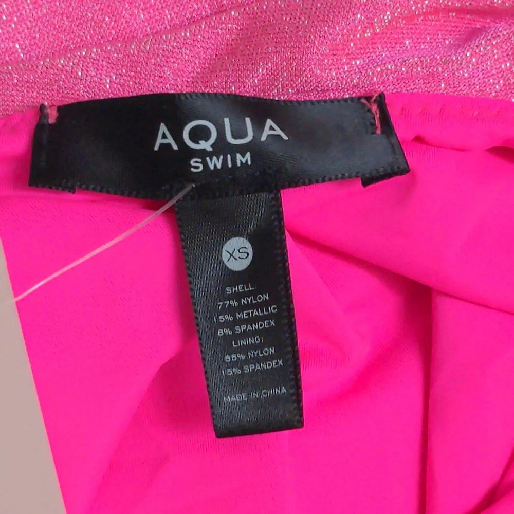 AQUA Swim Shimmer Square Neck One Piece Swimsuit Pop Pink XS - Image 6