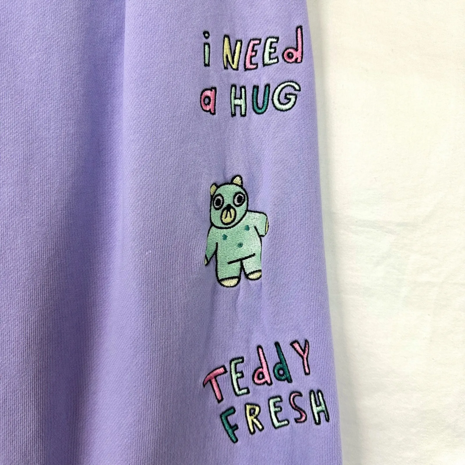 TEDDY FRESH Purple Bear Embroidered Jogger Sweatpants Women's M H3H3 Cotton - Image 3