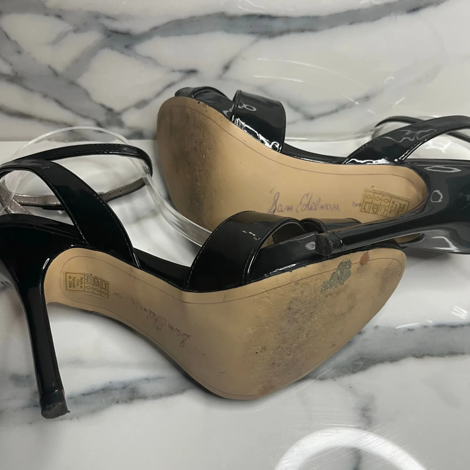 Sam Edelman Womans Classic Patent Black Faux Leather Eliza Heels Sz 8 Date Night - Image 5