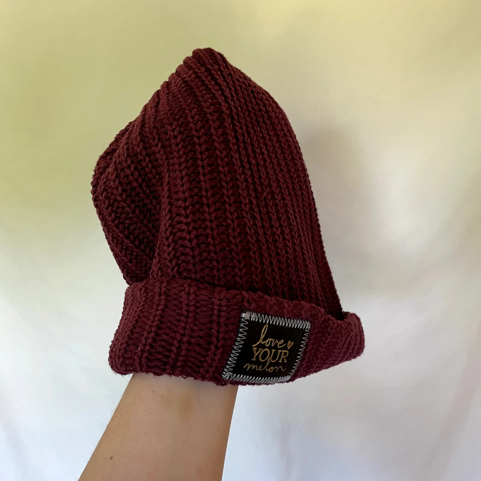 Love your Melon burgundy knit cap cotton hat beanie winter warm casual red - Image 2