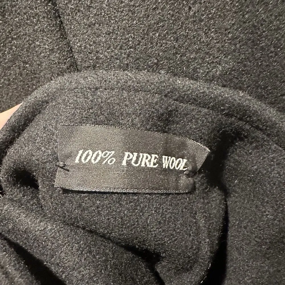 Womens Vtg Stephanie Mathews Wool Coat Velvet Trim /Big Buttons Coat Size 2x Black - Image 10