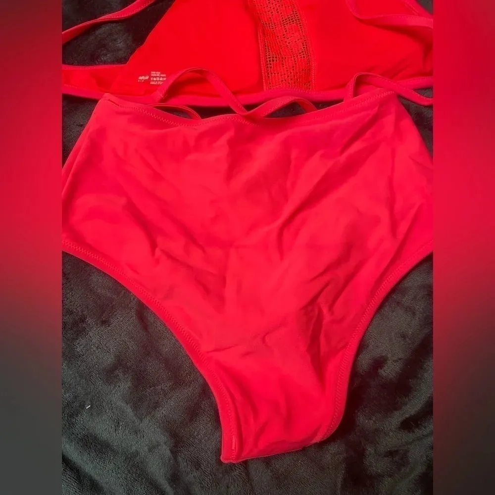Aerie Bright High Neck Halter Matching Cheeky High Waist Bikini Swim Set XS #220 - Image 6