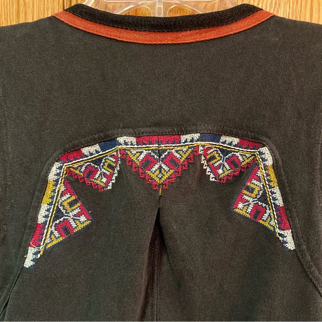 Free People Around the World Wrap Front Embroidered Tank‎ Top in Black Combo XS - Image 13