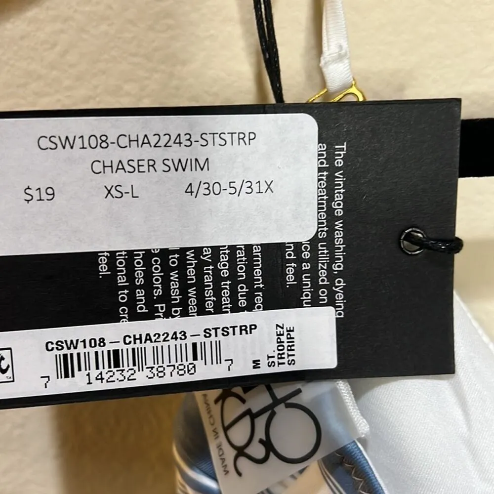 Chaser Strappy Bandeau Blue and White Striped Bikini Top Size M - Image 5