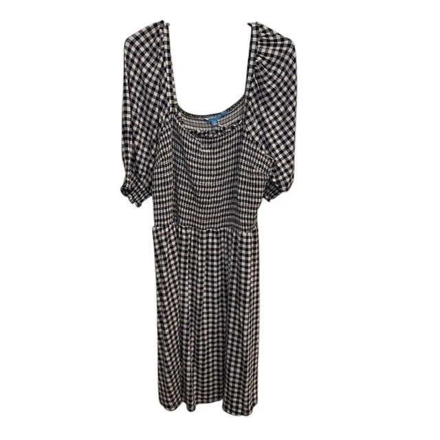 Draper James Gingham Dress Smocked Mini‎ Square Neck Short Sleeve Casual Size 2X - Image 3