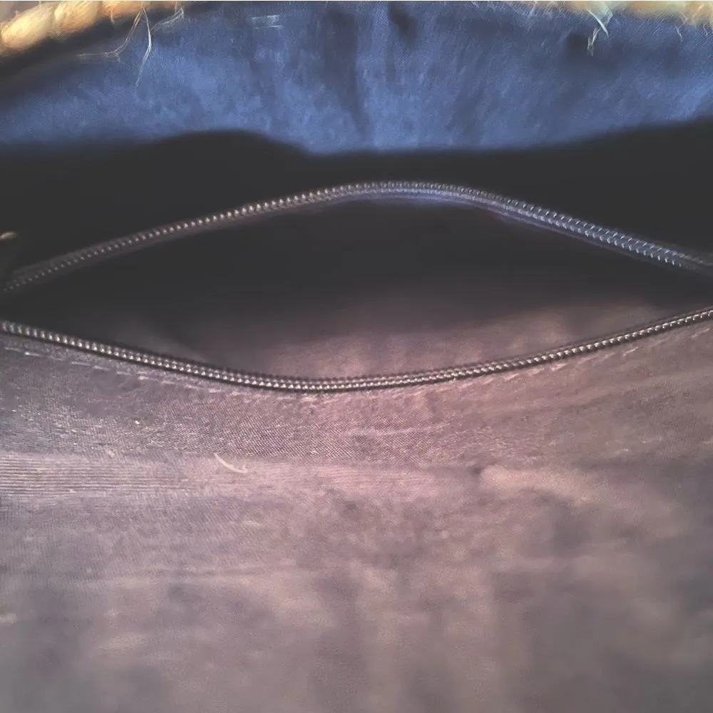 AMERICA & BEYOND Sunset Striped Staw Woven Jute Clutch Purse Tan Blue OS NWT - Image 8