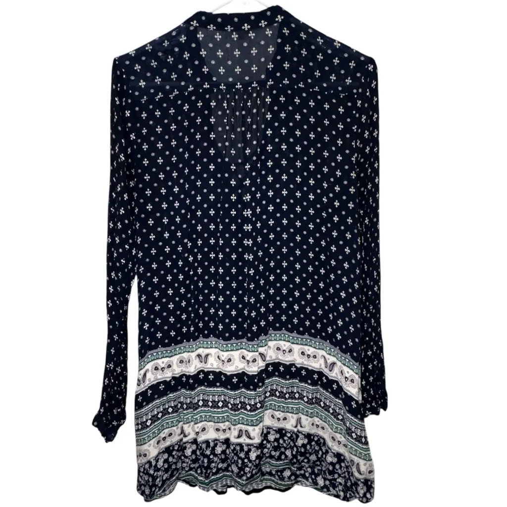 En Crème Blue Patterned Top or Mini Dress Size M - Image 4