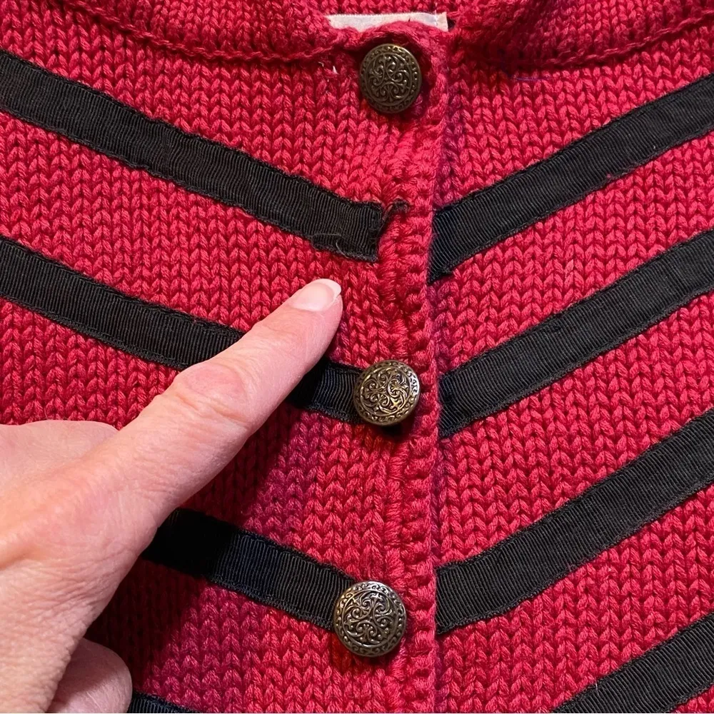 Vintage LNI Military Snap Front Button Decorated Striped Cropped Sweater Size M Black Size M - Image 12
