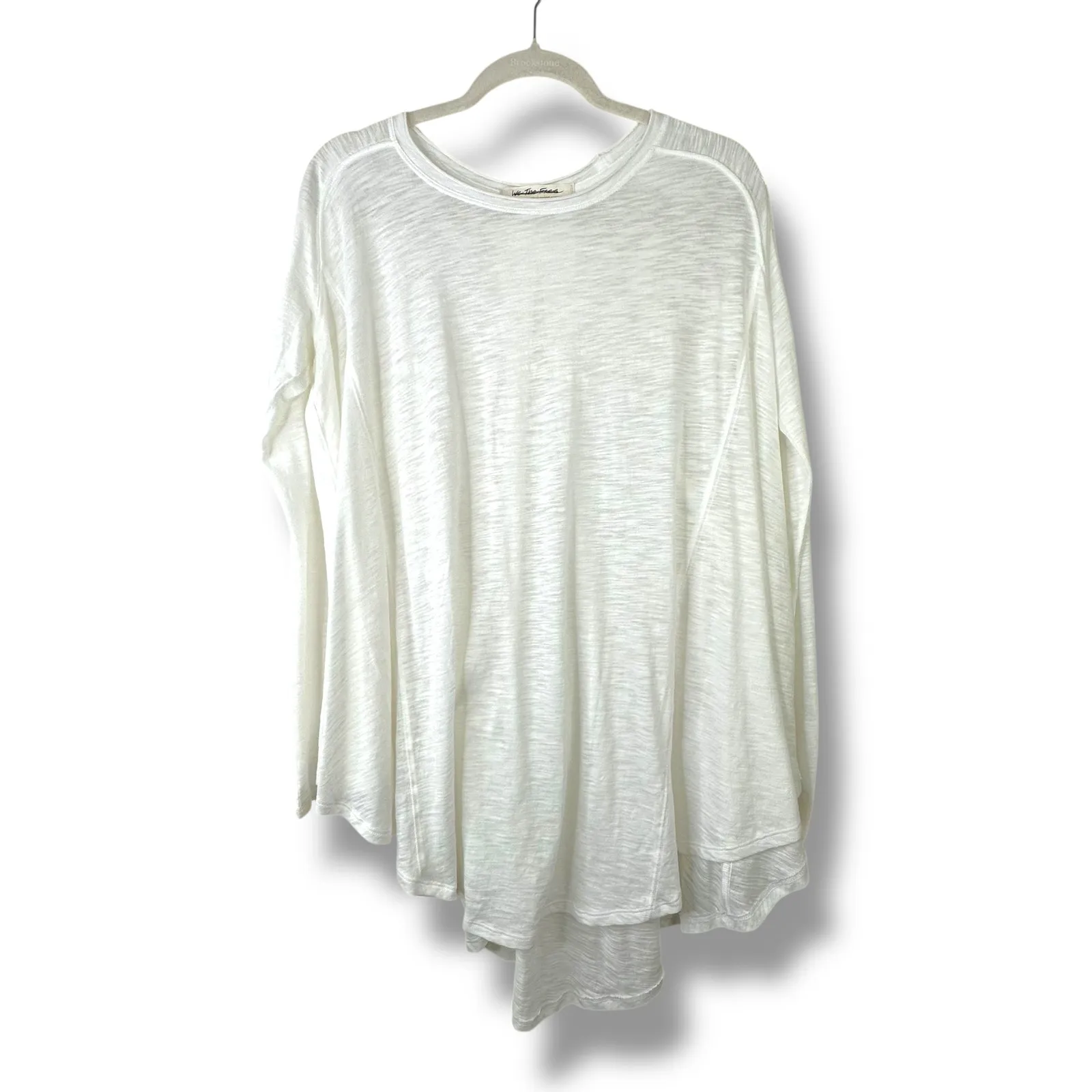 Free People We The Free Aria Trapeze White Boho Drapey Asymmetric Crewneck Top - Image 2