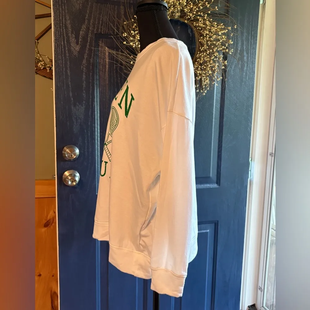 Green Envelope White Crew Neck Sweater Queen of the Court NWT size L SUPER SOFT Size L - Image 4