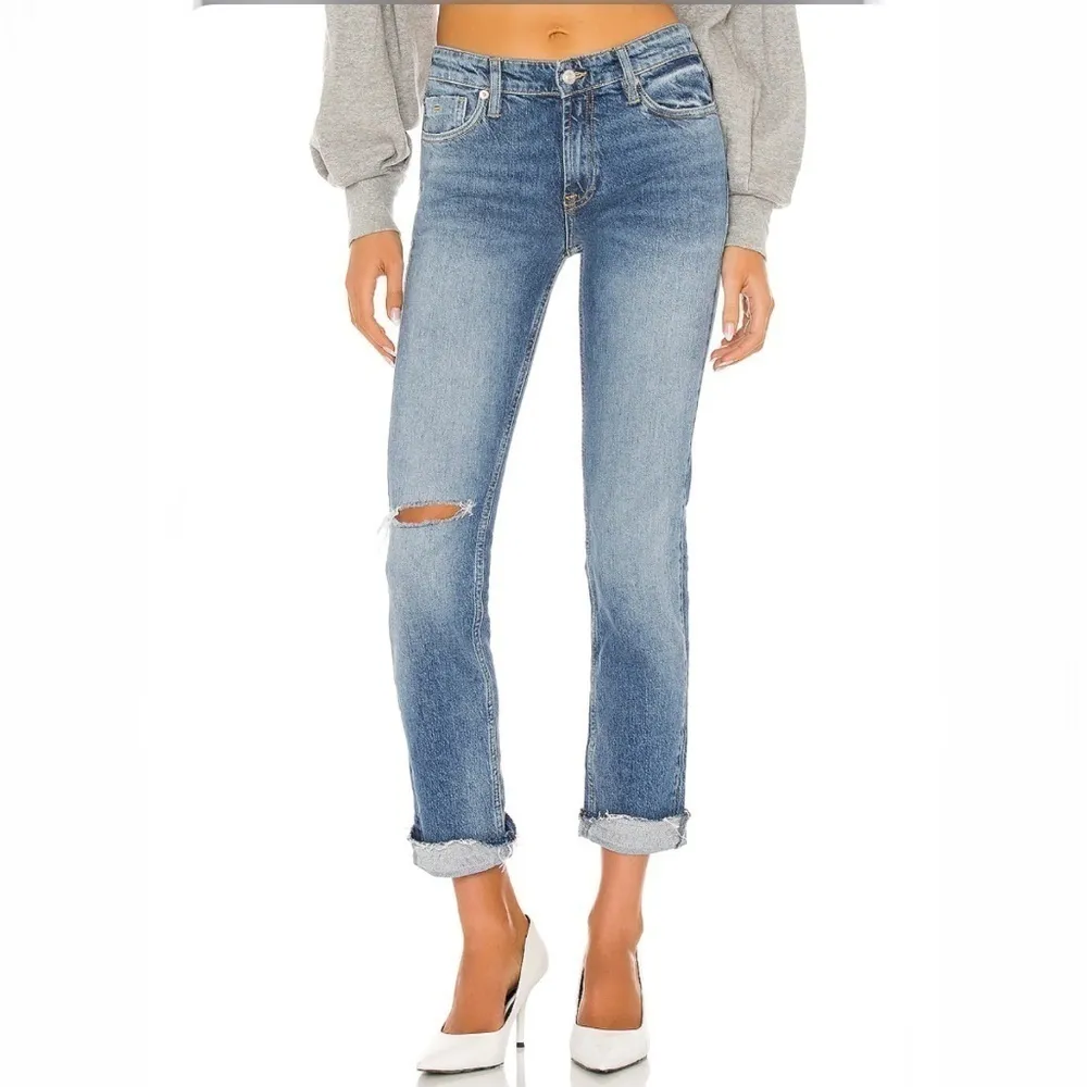 Free People Cuffed Slim Boyfriend Jean in‎ Mid Blue Size 26 - Image 8