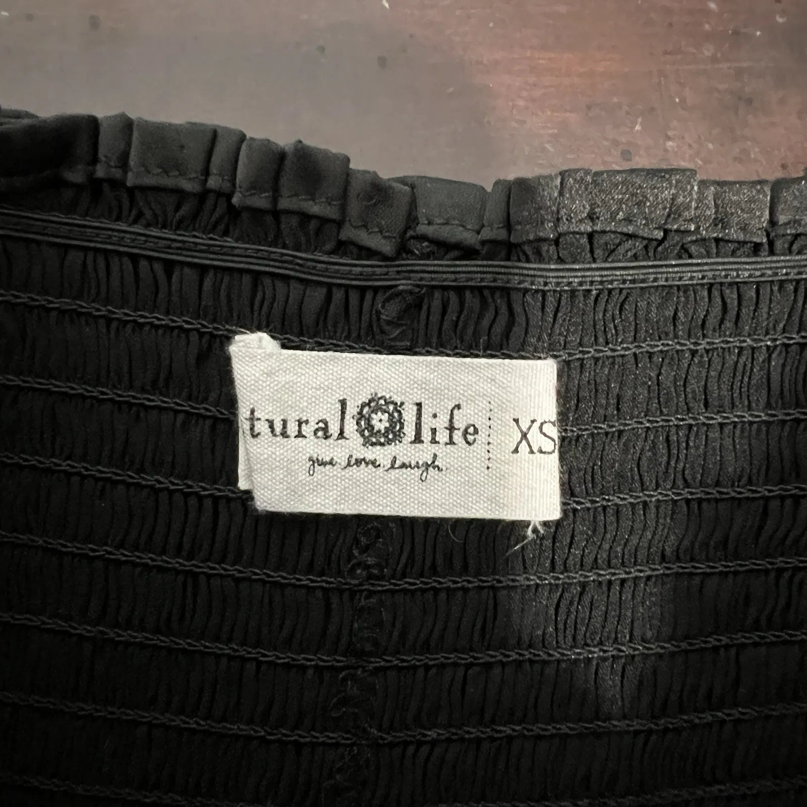 Natural Life Daisy Smocked Shorts Black High Rise Silky Satin Skort‎ Size XS - Image 8