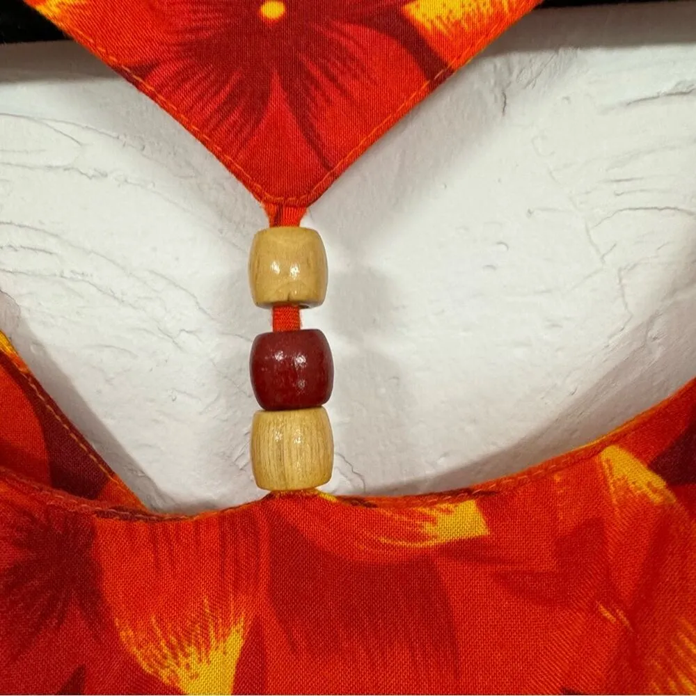 Vintage Scarlett Orange Floral Button Front Midi Dress Women’s 14 1990s Summer - Image 9