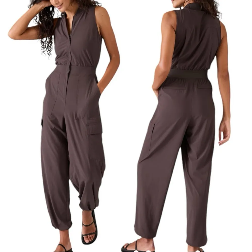 ATHLETA BROOKLYN UTILITY BAGGY JUMPSUIT Relax fit Color Shale Dusty Purple 14P - Image 2