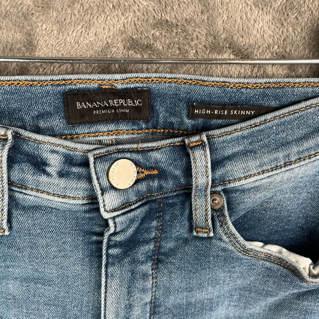 Banana Republic High Rise Skinny Jeans Women’s 2 (26-28) Blue Denim Casual Clean - Image 3