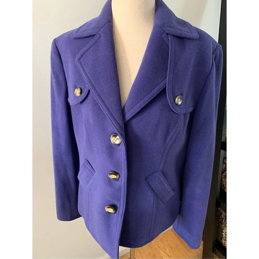 Evan picone purple pea coat jacket size 10 petite stretchy super soft - Image 2