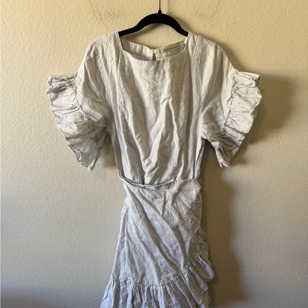 Hansen & Gretel ELLEN 100% LINEN DRESS Pale Blue Size 0 Summer Vacation Resort - Image 2