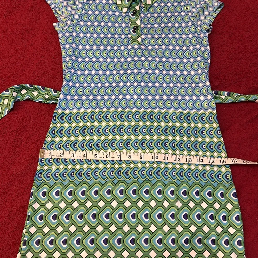 LAUNDRY by Shelli Segal blue/green geometric print dress. - Image 14