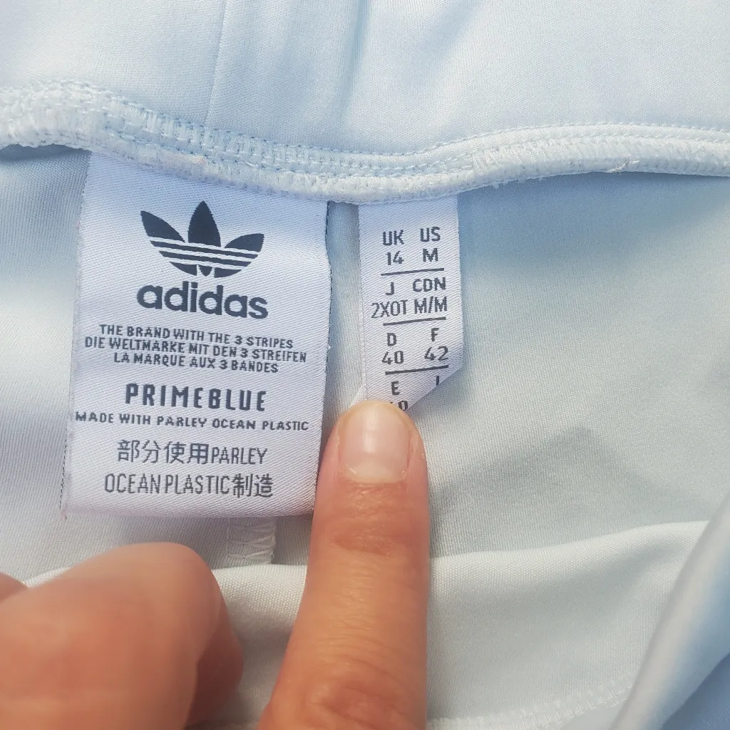 Adidas Original Sliced Trefoil Leggings ShortsWomen's White and Teal Bike Shorts - Image 4