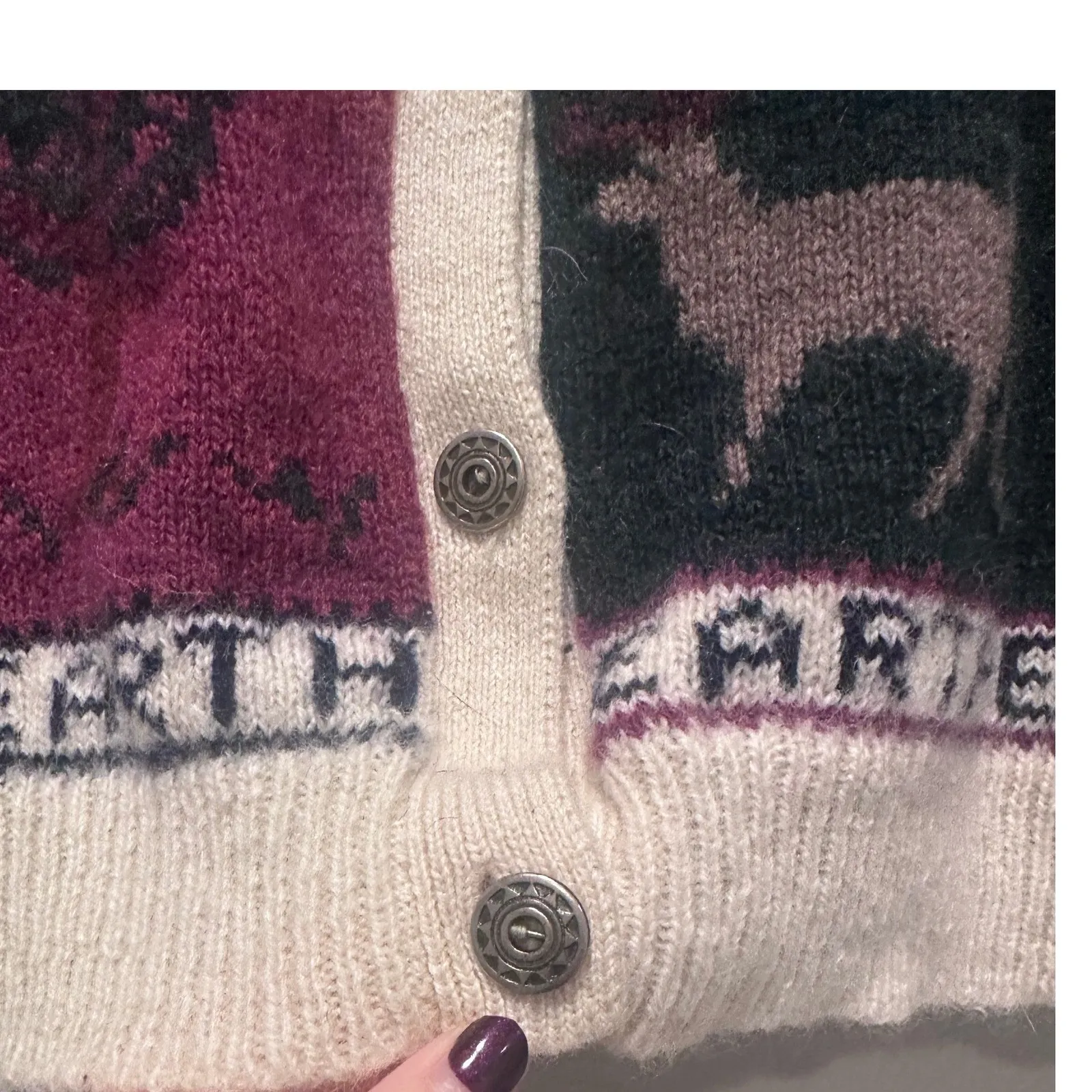 Woolrich Vintage 1990s Save Our Animals Wool Cardigan Sweater Size Large - Image 6