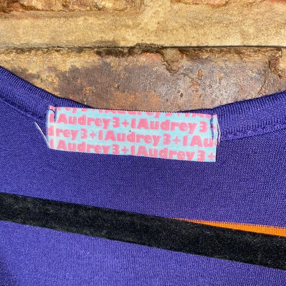 Audrey 3+1 Blue Orange Striped Tie Waist Sleeveless Tank Top Women's Size Small - Image 4