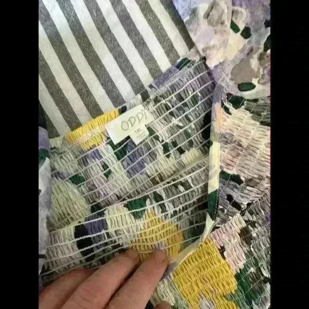 Oddi  Floral Maxi Dress 1xl  Boho Beach Romantic Dolman Sleeves Elastic waist - Image 3