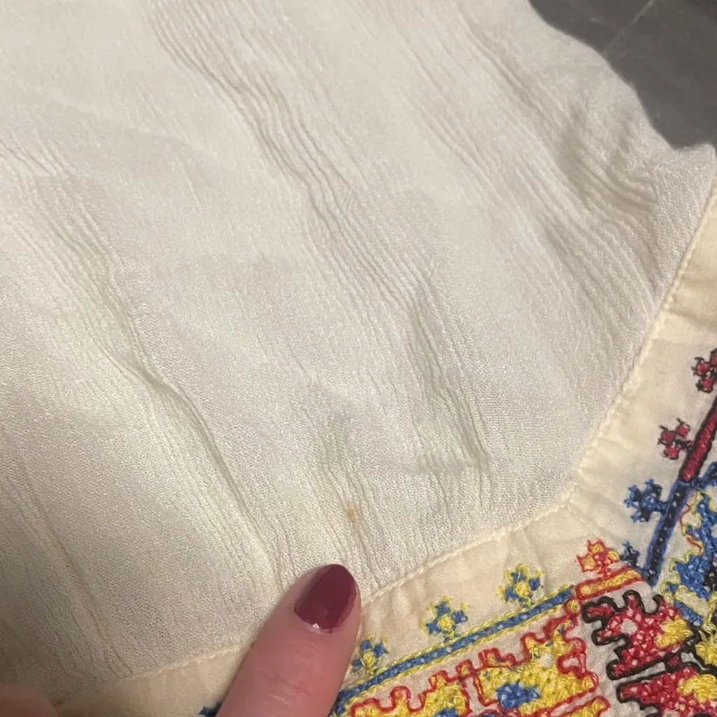 Free People Cream Dress with Colorful Embroidery - Image 3