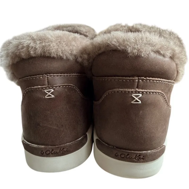 Olukai Brown Shearling Slip - Image 3
