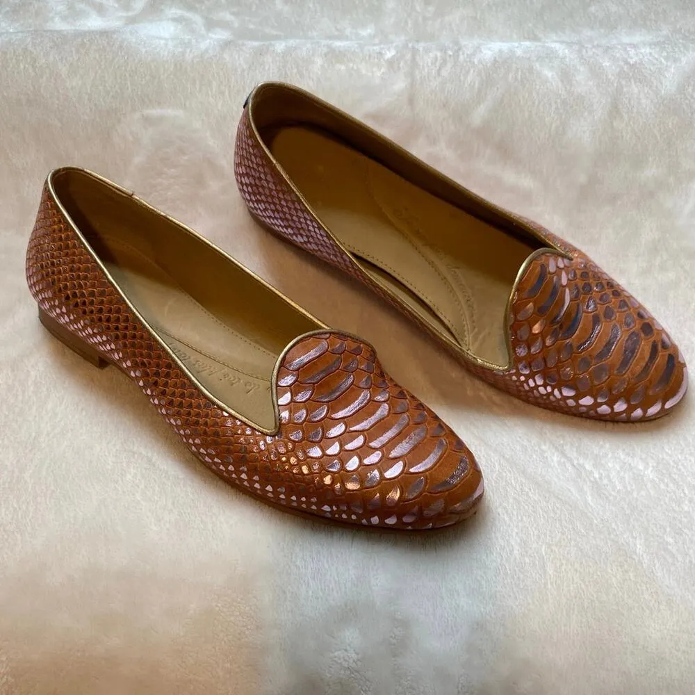 Chatelles Paris Slippers Flats Loafers Shoes EU 40 Pink Rose Gold Snakeskin EUC Size 9 - Image 2