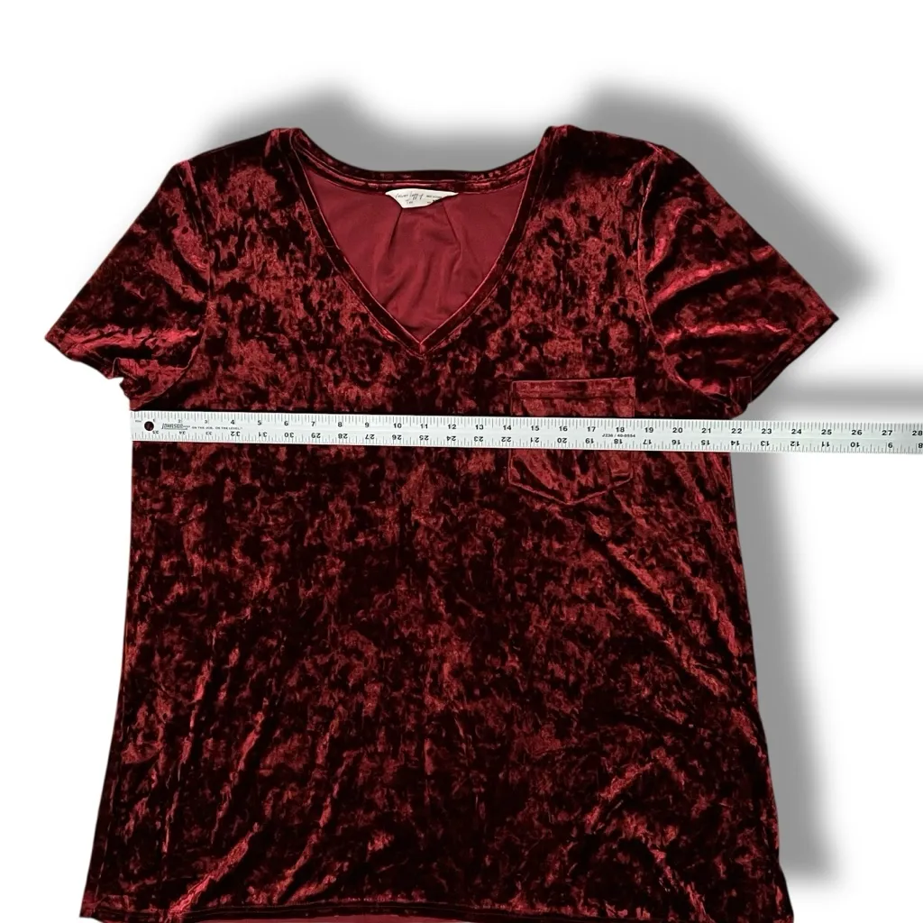 Spring & Mercer Velvet Legging Tee Burgundy Soft Velvet Tunic Top Pocket XL A - Image 6