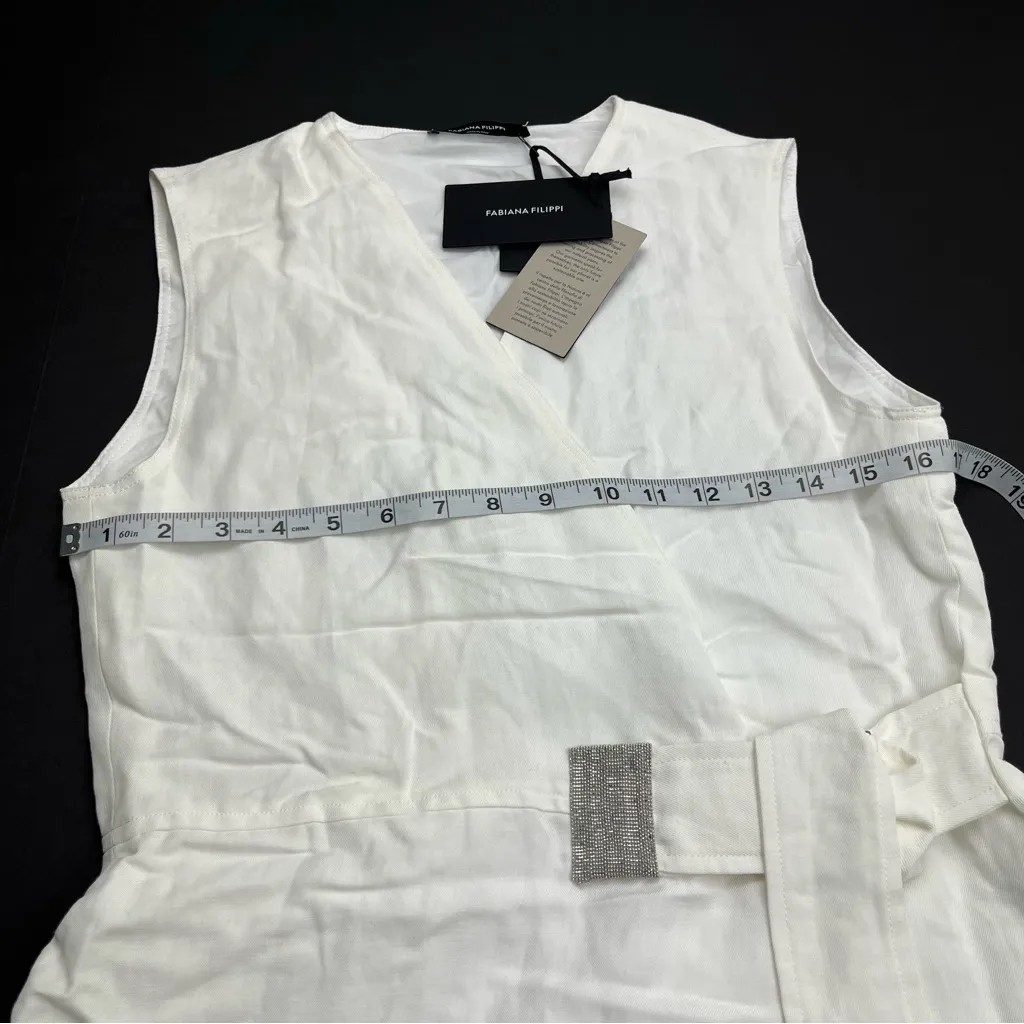 Fabiana Filippi Embellished Wrap Sleeveless Blouse Women XS White NEW *TINY FLAW - Image 9